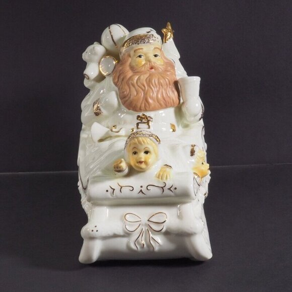 Vintage Musical Baum Brothers Formalite Santa & Children Ceramic Sleigh Decorati - Picture 4 of 9